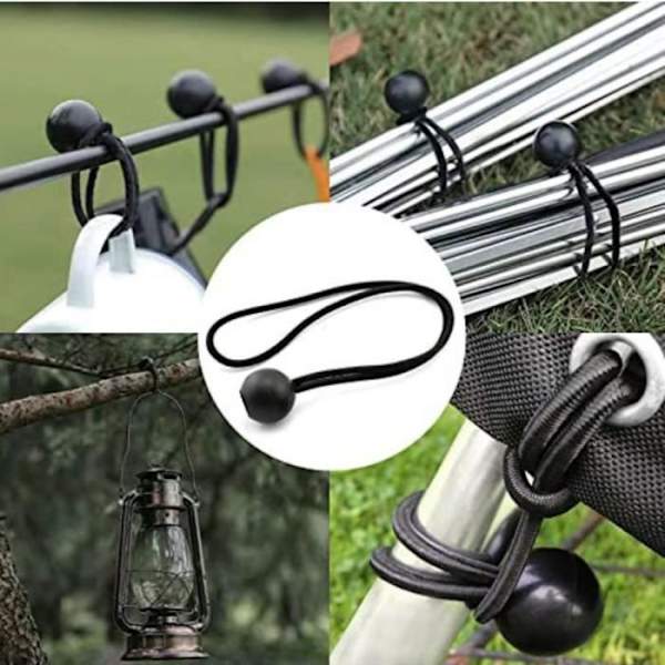 Elastiksnore - 50 stk. - 15 cm - Sort - Holdbare til camping og bagage
