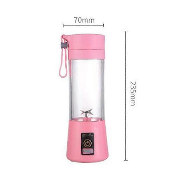 Smoothie Maker, Personlig Blender Standmixer med 6 Rustfrie Stålblade, Saftpresser USB Genopladelig og 380ML Kapacitet, Velegnet til Familier, Camping og