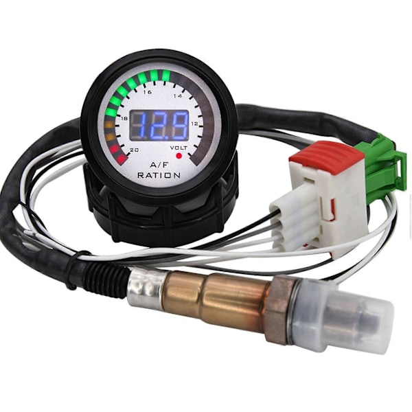 2-i-1 Luft/Bränslemätare Voltmeter 12V 52mm Digital Bil AFR Voltmätare Indikator Spänningsmätare Med O2