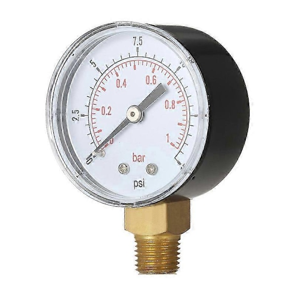 50mm 0~15psi 0~1bar Bassengfilter Vanntrykk Dial Hydraulisk Trykkmåler Manometer 1/4\" Npt Gjenge