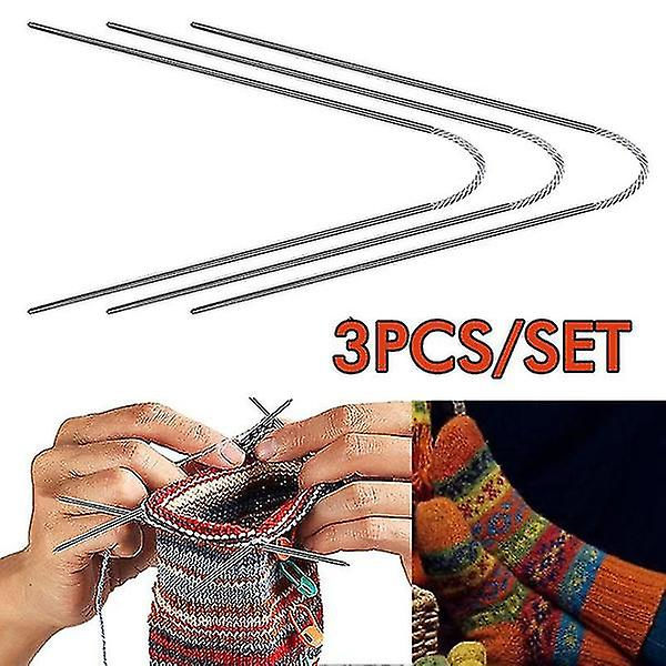 3 st Stickningsnålar Stickverktyg Rostfritt Stål Cirkulär Flexibel Sock Stickningsnål