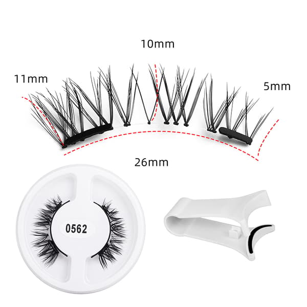 Magnetic eyelashes with V-shaped applicator and quantum magnets Model 1