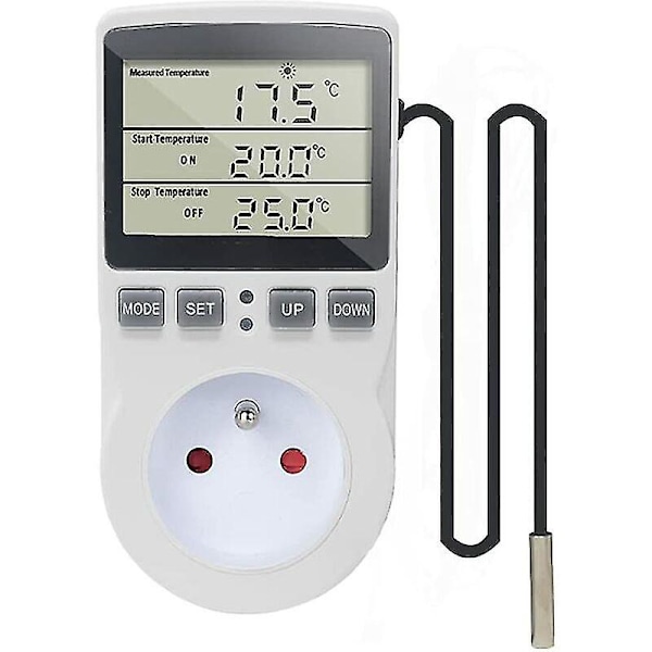 Plugg Termostat Digital Temperaturregulator Oppvarming Kjøling Med Sonde, LCD Plugg Temperaturregulator Timer For Akvarium Inkubator Drivhus