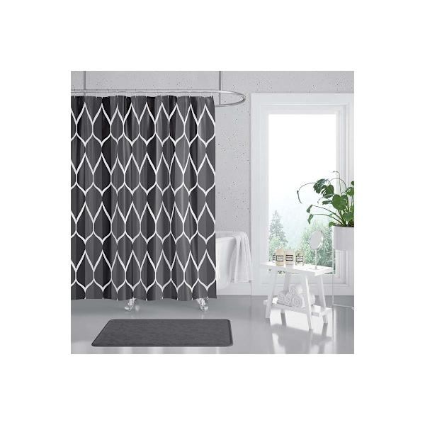 72 X 78 Tum Tyg Duschdraperi, Vattenavvisande Design, Polyester, Snabbtorkande, Kraftigt Badrums Duschdraperi Set-2