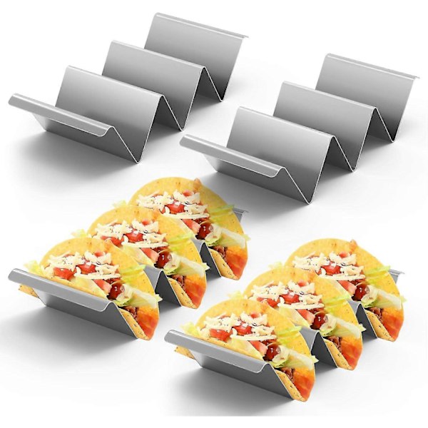 Sæt med 4 Taco-holdere i rustfrit stål, rustfri Taco-ramme