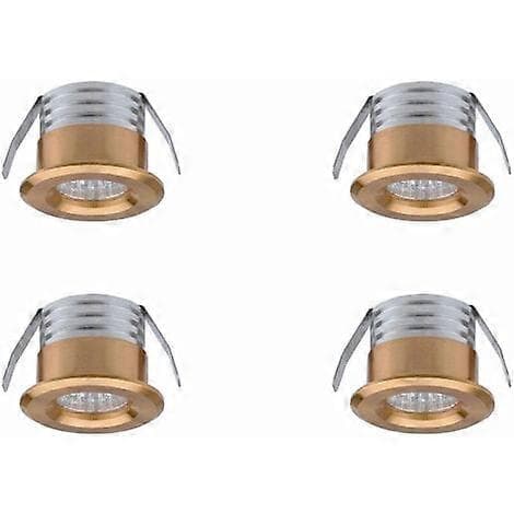 Sæt med 4 Mini LED Indbygningsspots, 3 W, Neutralt Lys Guld