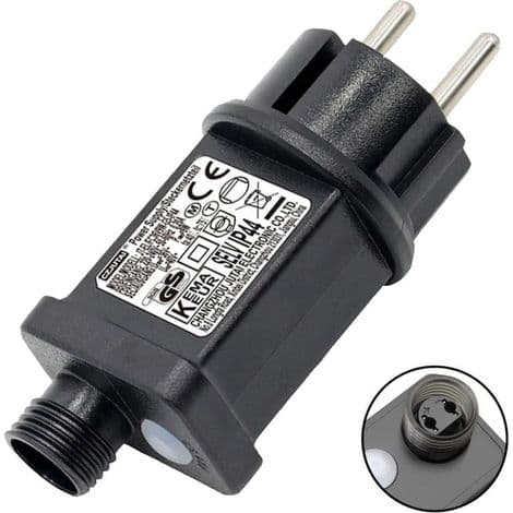 Blinkende LED-transformer til lyskæder, 31V 6W stik, 9 tilstande med timerfunktion, IP44 vandtæt LED-transformer til havebelysning, gardinlys