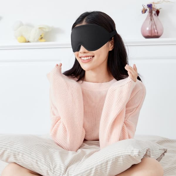 Blød 3D sovemaske øjenmaske til flyrejser yoga hvile Sort