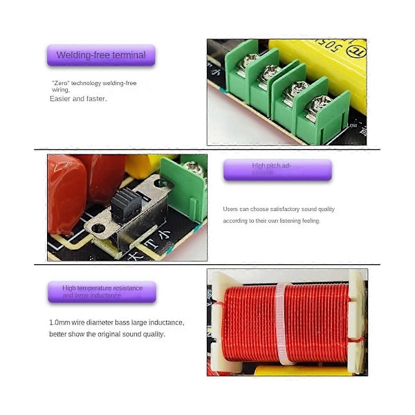 2 kpl WEAH-250 250W 2-tie jakosuodin diskantti basso jakosuodin DIY kaiutinsuodatinpiiri