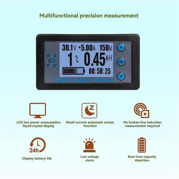 100A Bluetooth Coulometer Batterikapasitetstester Amperemeter Voltmeter