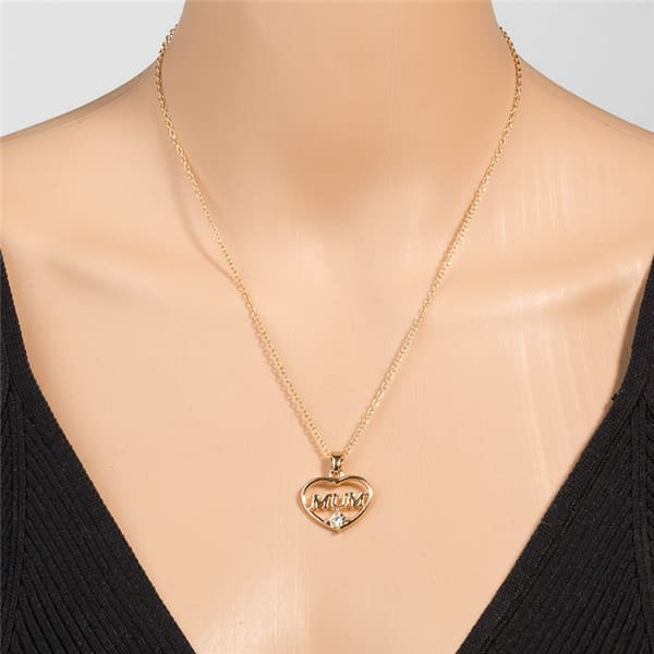 Hjertehalskjede til mamma sinklegering/rhinestone Sølv