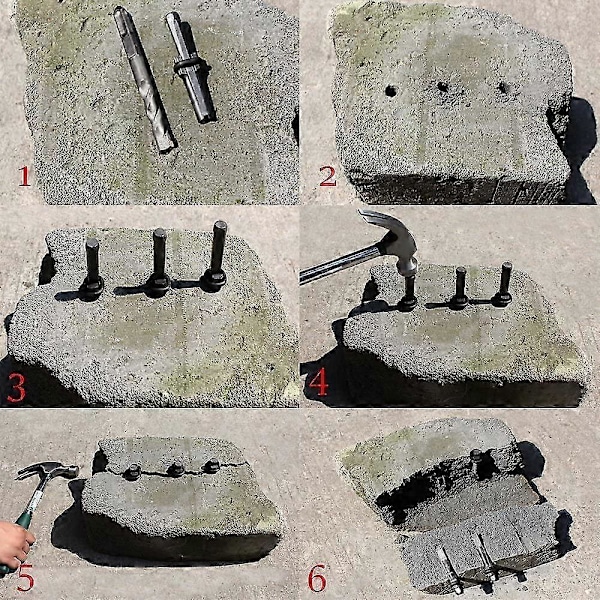 5 stk. steinkile, jernsteinkile, steinbruddsverktøy, elektrisk hammer, (16 mm)