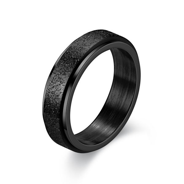 Anti-stressring i rustfrit stål med glat design Sort