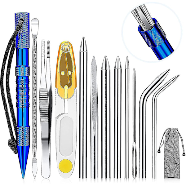 Knotter Tools, Fid Paracord Fid-sett i rustfritt stål, Paracord-nåler og glattingverktøy for