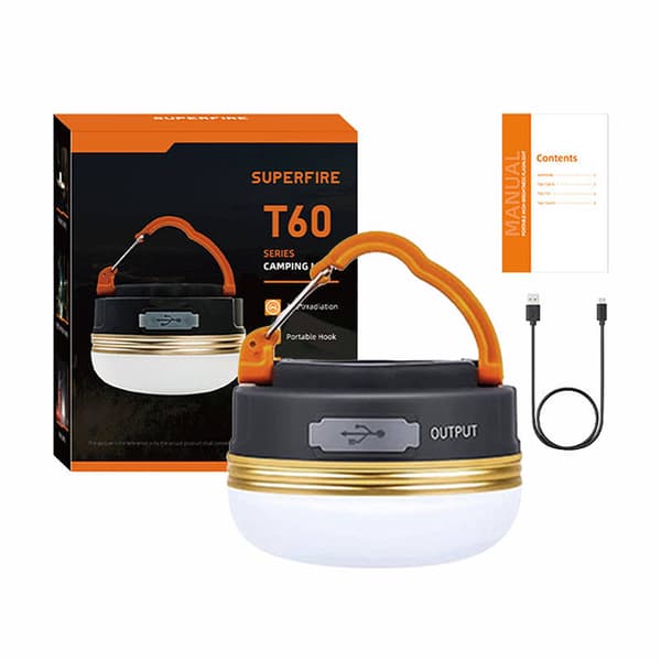 Campinglampa Superfire T60, 2,5W, 1000mAh