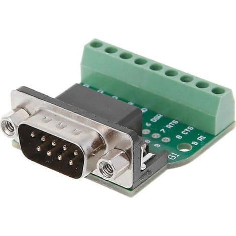 D-SUB DB9 Mann/Kvinne RS232 til Terminalblokkadapter for Seriekabel