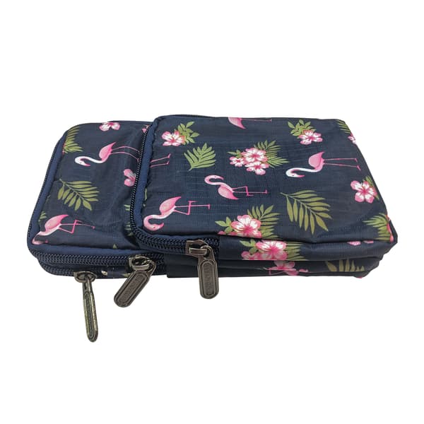 Multifunctional Bag for Large Screen Phone and Accessories with Adjustable Strap Flamingo Pattern