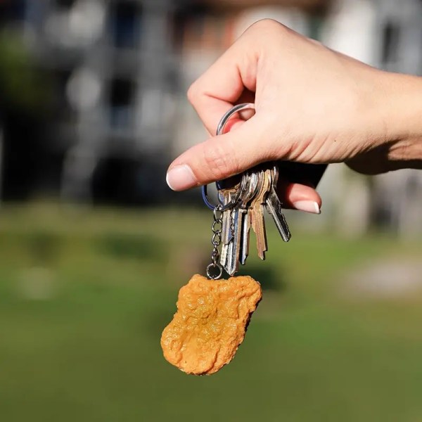 Chicken Nugget Keychain, Chicken Keychain, Snygga kycklingmatstillbehör Söt bilnyckelring, Realistisk imitation Fried Chicken Keychain