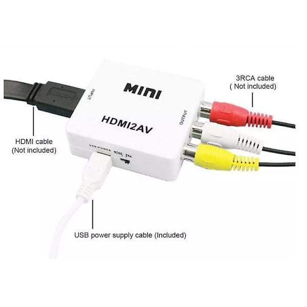 RCA AV til HDMI Konverter / Adapter 1080P Universal Sort