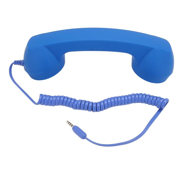 Retro Trådløs Telefon Håndsett Mottaker med 3,5 mm Plugg for Smarttelefon og Datamaskin Blå
