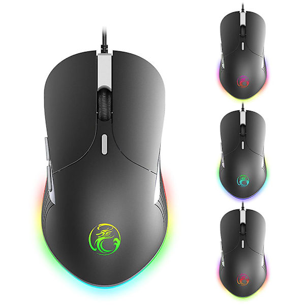 iMICE X6 Ergonomisk 6-knaps RGB-åndedrætslys Ledningsført Gaming Mus til Bærbar
