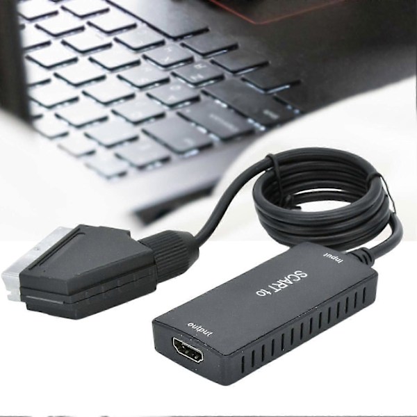 Videoadapter Rask Hastighet Barrierefri Overføring Profesjonell SCART til HDMI-kompatibel Video Lyd Tilkoblingskabel Datatilbehør