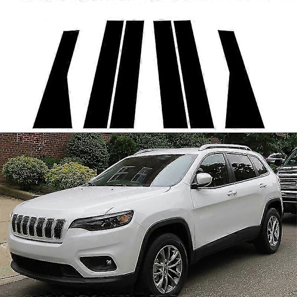 För Jeep Cherokee KL 2014-2019 2020 2022 2023 Blank Pianolack Svart Bil Dörr Fönster Stolpe Center Post Trim Dekaler Auto Styling