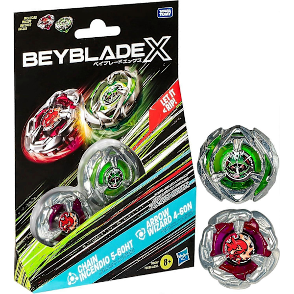 Beyblade X Kaksoispaketti Chain Incendio 5-60HT Balance & Arrow Wizard 4-60N (Puolustus
