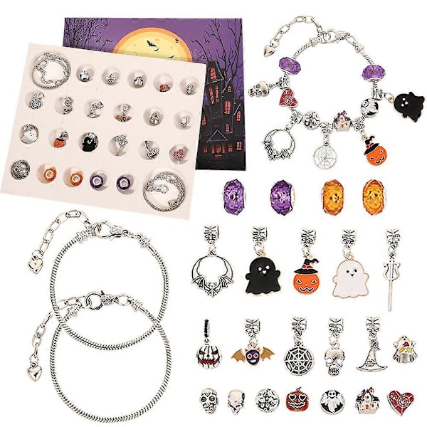 Halloween Adventskalender Charm Armbånd Smykker Advents Tælling Blind Box Legetøj