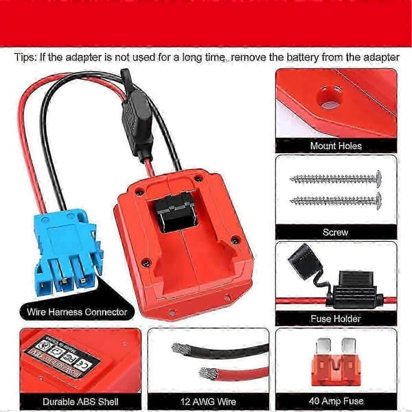 Power Wheels-adapter for Milwaukee 18v M18-batteri