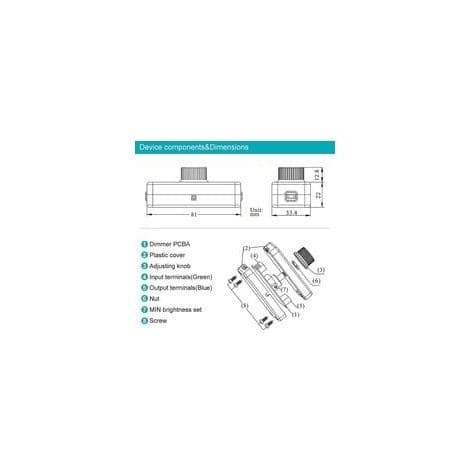 3-100W LED bagkantsdæmper (drejedæmper), bruges til dæmpbare LED-, gløde- og halogenlamper, 220-240V, CE stikafbryder, hvid