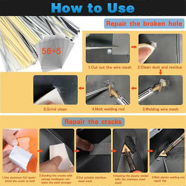 150W 3-i-1 Plastiksvejser, Plastiksvejsekit, Loddespidser Plastiksvejserkit til DIY, Kofanger K