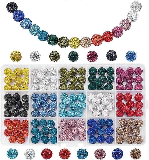 150 st Strasspärlor 10mm Pavé Disco Ball Lera Pärlor Polymerlera Strasspärlor