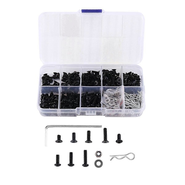 361PCS Verktøykassesett med flate og runde skruer for 1/8 1/10 Axial Redcat Arrma RC Bil
