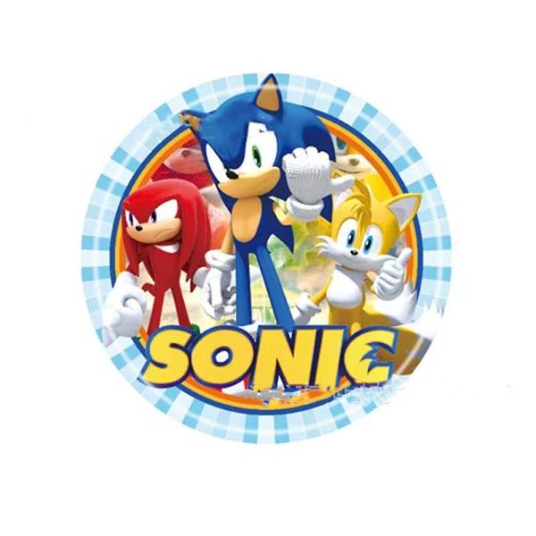 Sonic tilbehør til fødselsdagsfest Tegnefilmsfestdekorationer inkluderer banner, dug, servietter, servicesæt, tallerkener, cupcake toppers