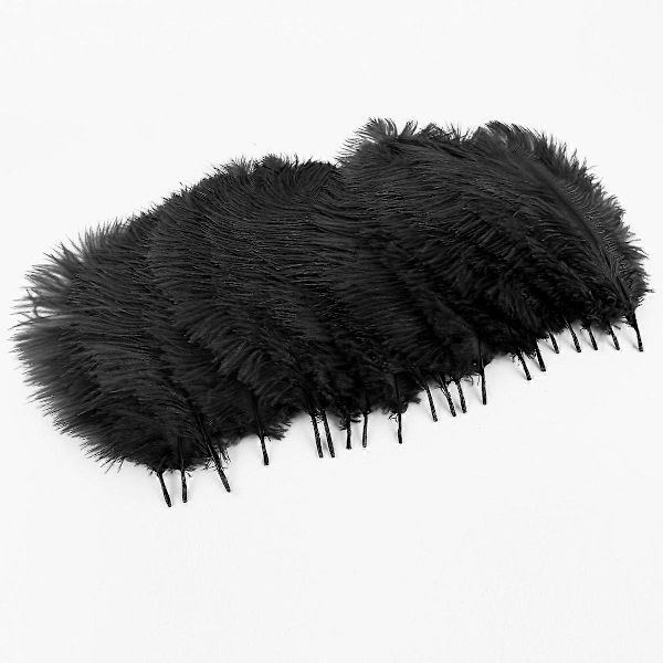 20 kpl luonnonmukaisia strutsin sulkia, 25-30 cm, musta koristelu