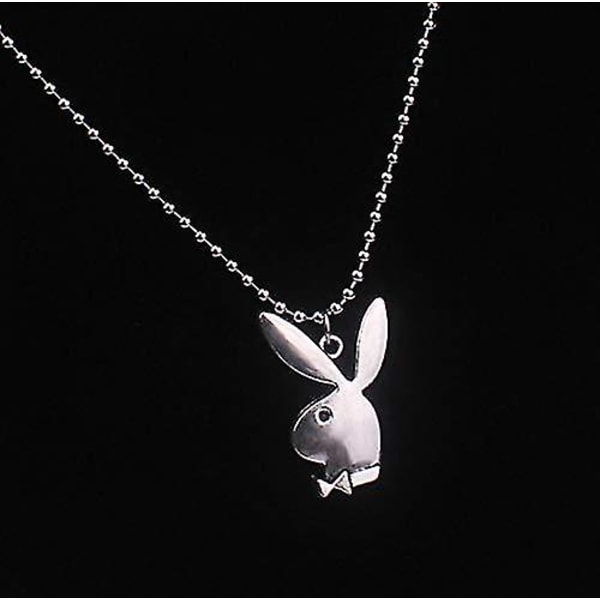 Playboy Bunny Halskæde 24\" Rolo Kæde I 304 Rustfrit Stål, Med Antik Zink Legering Play Boy Kanin