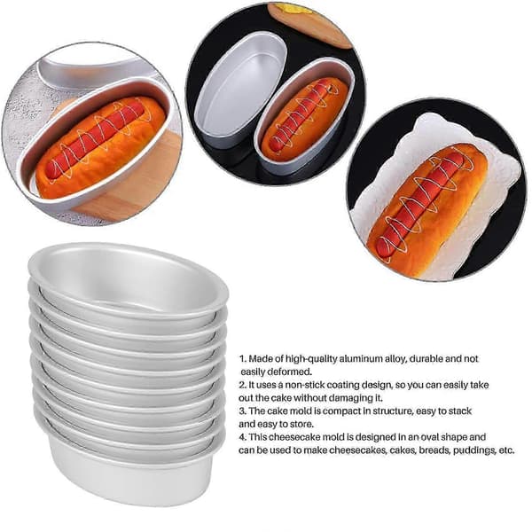 10 stk Mini Oval Eggformet Aluminium Legering Metall Ostekakeform Brødform Tart Holder Pudding