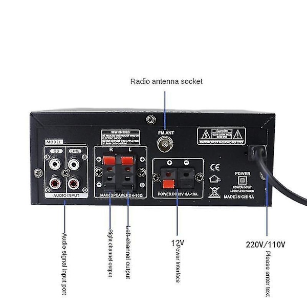 1200w 220v Bluetooth Forstærker Hifi Digital Forstærker 33bt Stereo Led Digital Audio Forstærker Auf-f