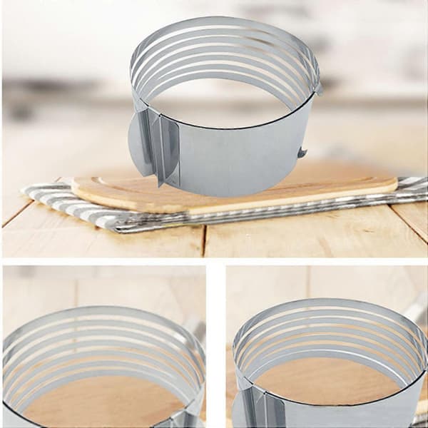 Kakekutterskive i rustfritt stål, justerbar, 6-8 tommer, lagdelt kakekutterskive, moussekakekutter, bakeform, bakestøpeform til bursdagskake