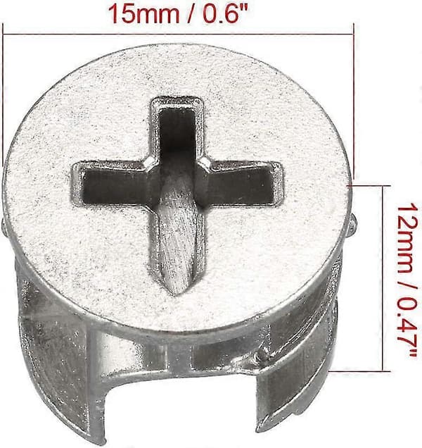 15 stk Møbelkamlås Mødder Beslag 15x12mm Kompatibel Skab Skuffe Garderobe Panel Forbindelse