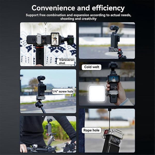 Magnetisk brakettmonteringsbase for DJI Osmo Pocket 3 ekspansjonsadapter, vinkeljusterbart kameraskrivebord