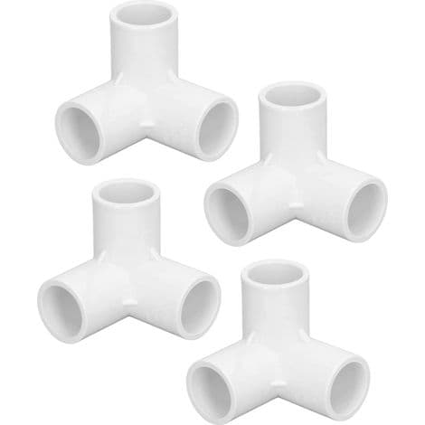 10 stycken 3-grenad PVC-vinkel, vit rätvinklig koppling, 20 mm diameter för rörinstallation