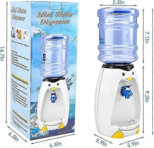 2023 - 2.5l Mini Søt Pingvin Vanndispenser Med Vannbøtte Drikk 8 Vannglass For Studenthybel