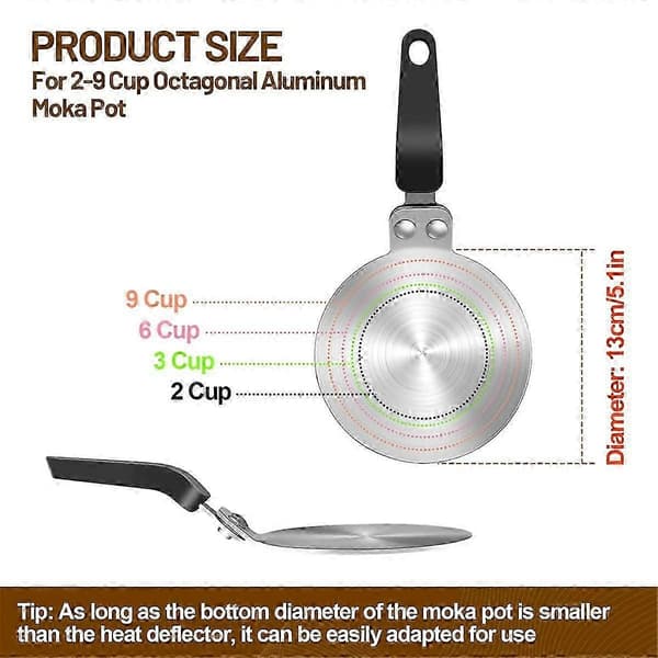 Induktionskogeplade Adapterplade 13cm/5.1tommer Rustfrit Stål Køleplade til Aluminium & Rustfri Moka Kaffemaskine