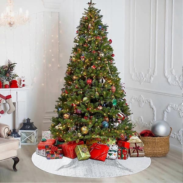 Juletræsskørt, Lille 36 Tommer Sequin Træskørt til Træglans Juletræsmåtte til Julepynt Sølv
