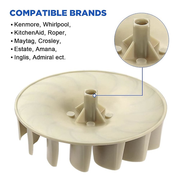 694089 Tørretumbler blæserhjul, udskiftning af tørretumbler blæserenhed kompatibel med de fleste tørretumblere - erstatter PS11743785 279500