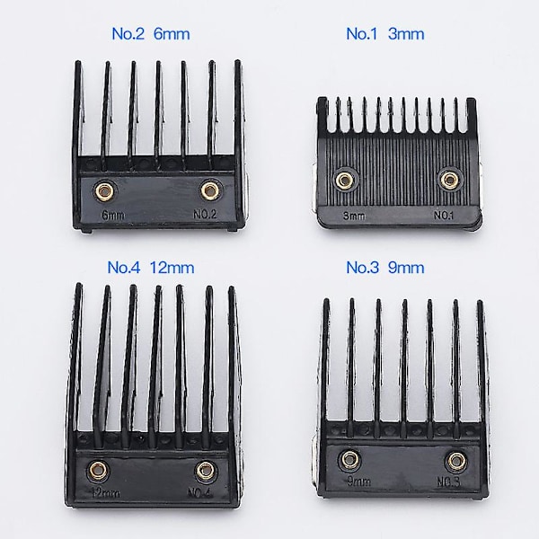 4-delars kamuppsättning för Wahl med metallbaksida skärguide 3mm 6mm 9mm 12mm