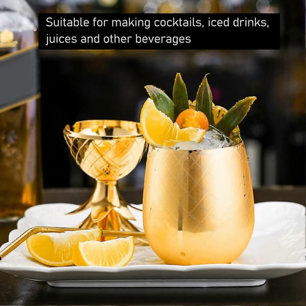 Ananasformet cocktailshaker i rustfritt stål, 500 ml kapasitet