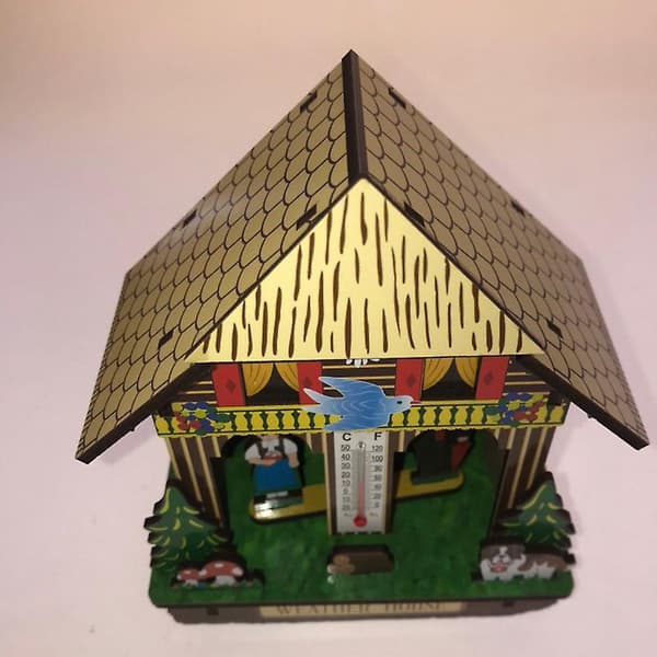 Väderhus Trä Chalet Barometer Termometer Och Hygrometer Heminredning Vägg Hängande Ornament